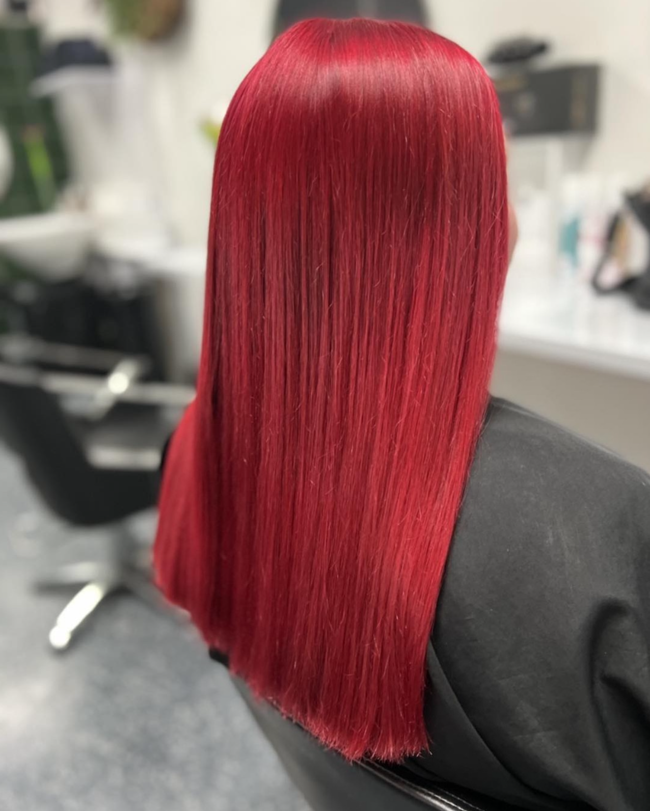 vibrant red hair long straight
